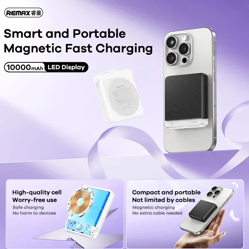 Remax 20w rýchle nabíjanie Magnetic Wireless Bank pre iPhone 15 Pro Max 14 Xiaomi Samsung OnePlus Prenosná nabíjačka Powerbank