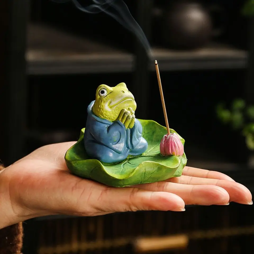 Remeselnícke kadidlo Little Frog Kadidlá vložka Kreatívne prispôsobené vlákno držiak na vôňu držiaka Respondent vtipný žaba socha čajový stolík