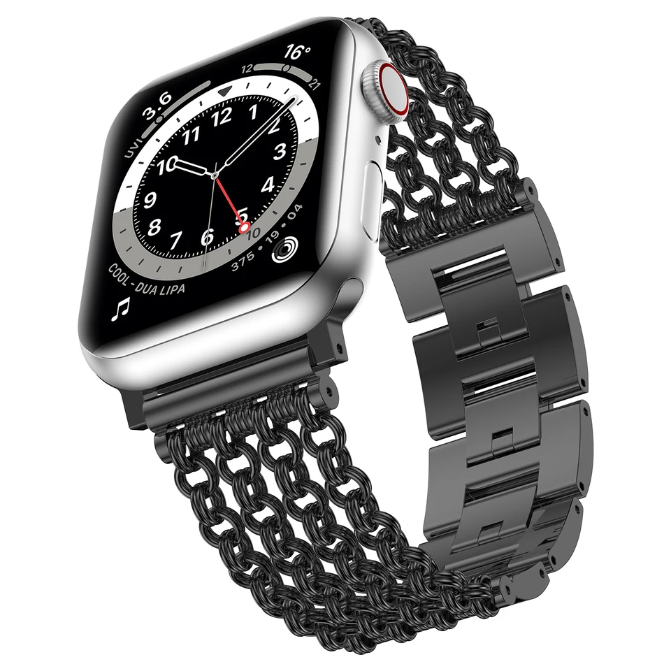 Remienok z nehrdzavejúcej ocele pre remienok na hodinky Apple 44 mm 40 mm 45 mm 41 mm 49 mm 42 mm 38 mm kovový štvor reťazový remienok IWatch Series 7 SE 6 3 45