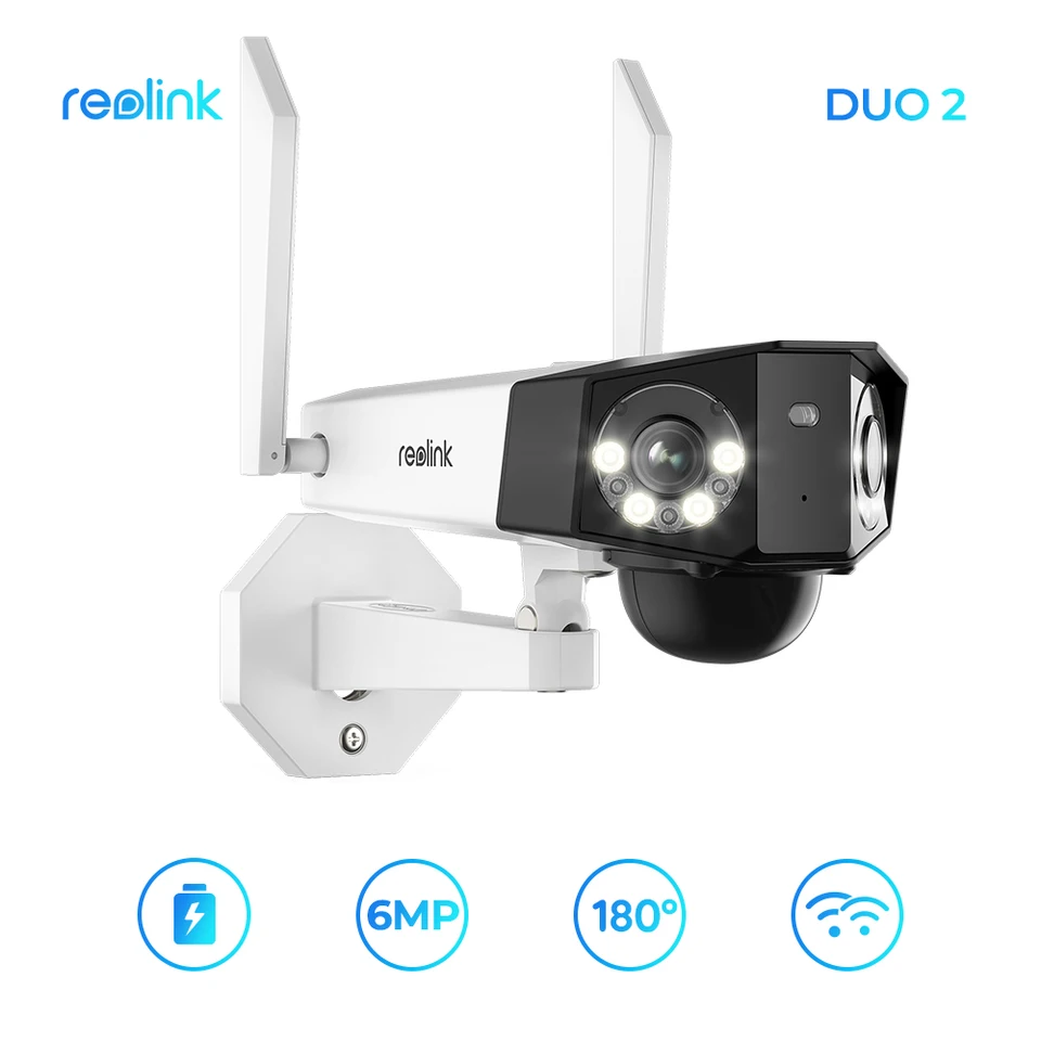 Reolink Duo 2 Dual Lens 2K 6MP WiFi WiFi Wireless Battery Camera Smart Detect WeplooPed