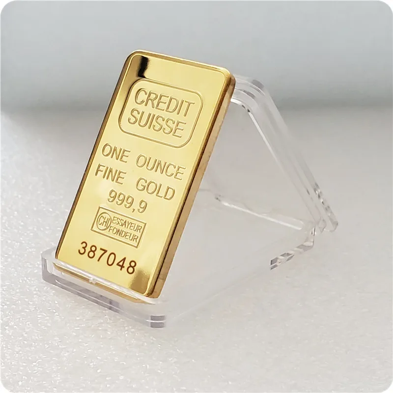 Replika 24ct Gold -naneste kreditné vrstvené kreslá bar Švajčiarsko Credit Bullion Bar Modern Art Pamätné mince zbierajú