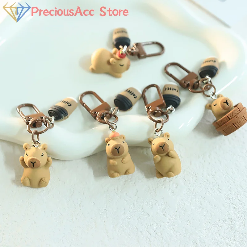 Resin Coffe Capybara Keychain Funny Cabara Bag zavesenie roztomilý vtipný módny anime kľúče mobilný telefón zavesenie doplnkov