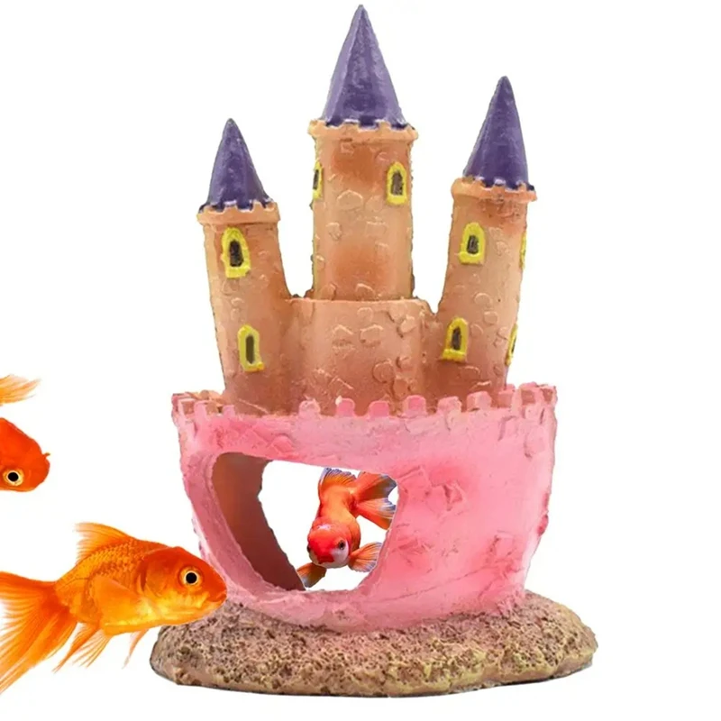 Resin hrad dekorácia farebné dekorácie rýb pre tank Funny ryby krevety jaskyne Housouts House Rastliny Dodávky