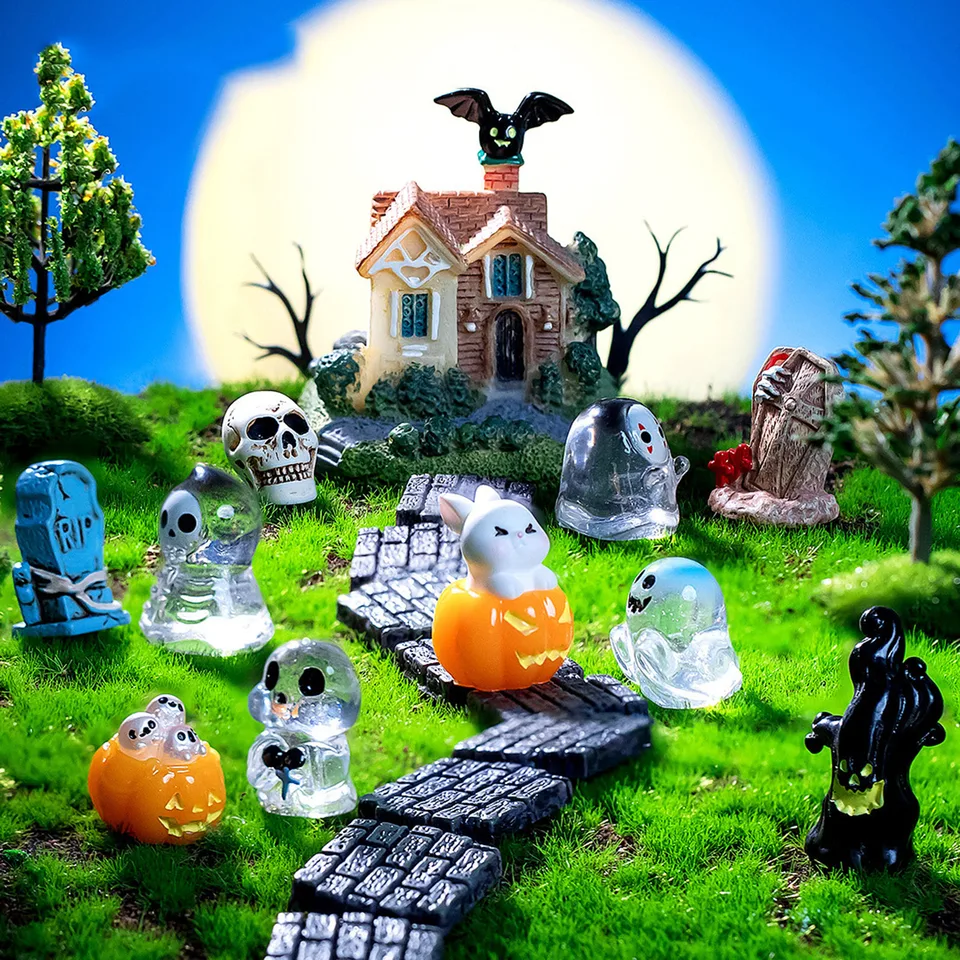 Resin Mini Halloween Micro Landscape Miniature Ghost Pumpkin Home Decotion Halloween Fairy Garden DIY remeselné ozdoby