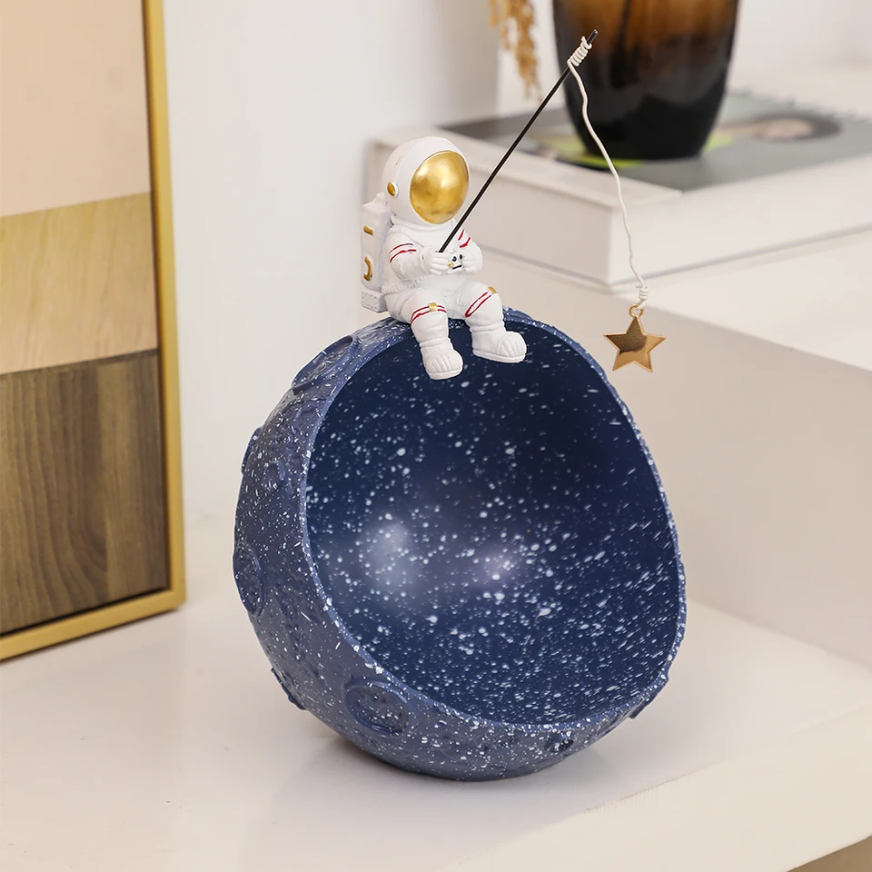 Resin Spaceman Planet Desk Ozdob pre výzdobu spálne v oblasti vesmíru v úložnej skrinke Organizátor misky pre dekoráciu domáceho stola