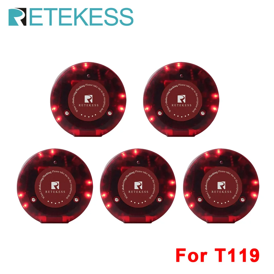 Retekess 5 PCS COASTER BUZZER PRIPOJENIE PRE T119 RASTOVANIE PAGER Wireless Calling System Hosť