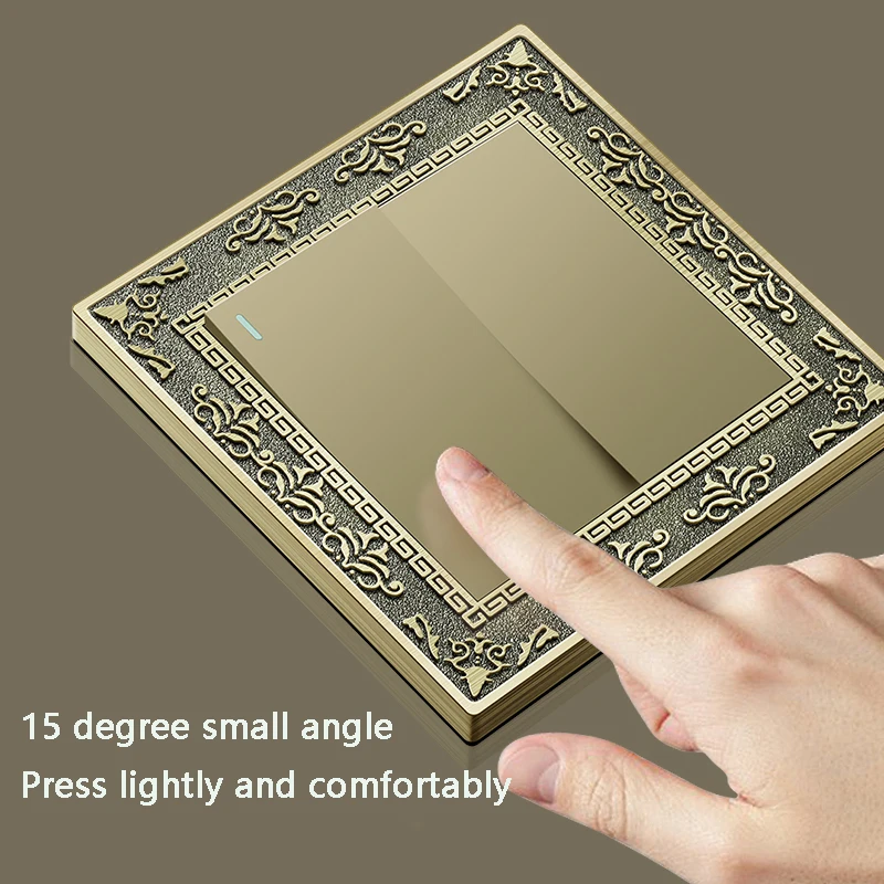 Retro 1-3 Gang 2 Way Wall Light Stlačte spínač Vyrezávaný zelený bronzový spínač panela PC pre domácnosť