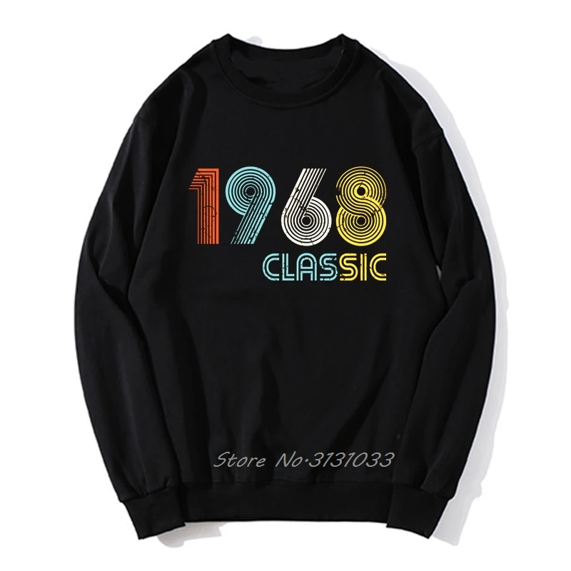 Retro 1968 Klasický 50 -ročný mikina Muži 50. narodeniny mikina Deň otcov Prítomný vintage oblečenie nadmerné streetwear