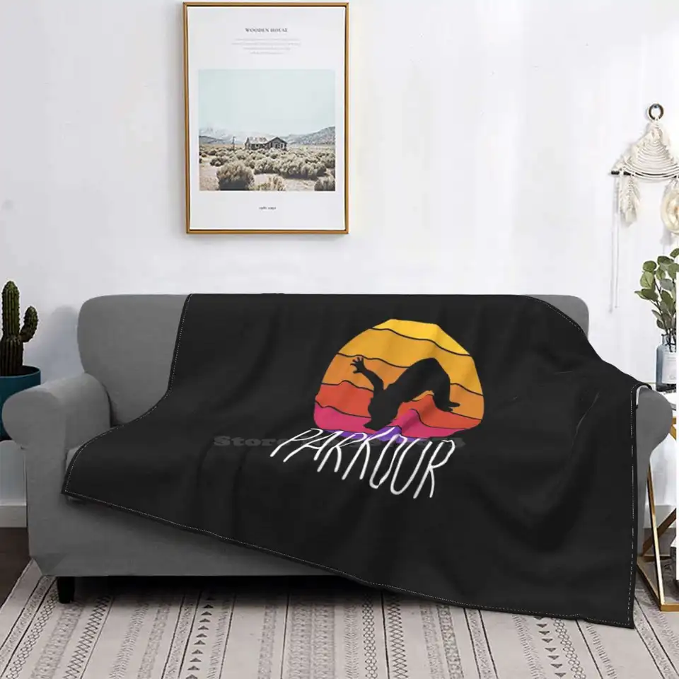 Retro 80. Sythwave Backflip Parkour Gift Darček prikrývku mäkká teplá cestovná prenosná prikrývka parkour parkout Parkout Traceus Traceur Parkor
