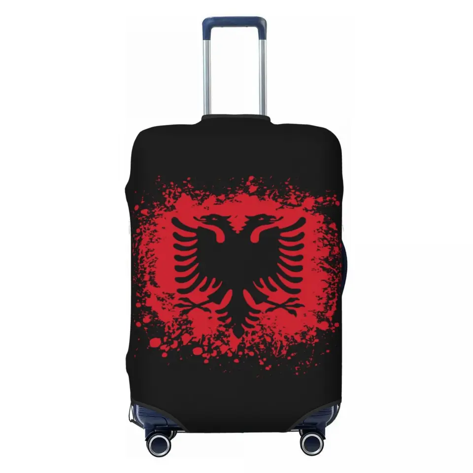 Retro Albánska vlajka cestovná batožina Cover Draf Proof Albánsky Eagle Kryt Cover Chránič Fit 18-32 palca