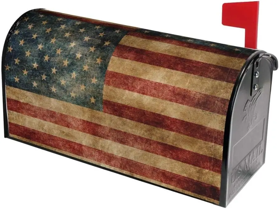 Retro American Flag Mail schránka pokrýva magnetické obalové obaly Štandardná veľkosť 21x18 palcov pre dekoráciu záhradného dvora