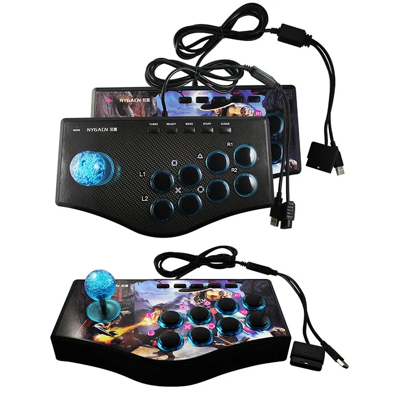 Retro Arcade Game Rocker Controller USB Joystick pre PS2/PS3/PC/Android Smart TV vstavaný vibrátor osem smerový joystick