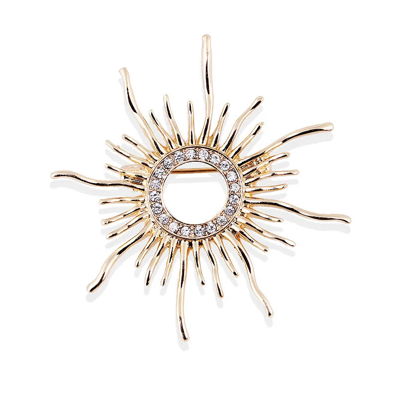 Retro barokový štýl Shinestone Sun God Brošne pre ženy Men Elegantné moderné oblečenie doplnky zliatiny luxusné šperky darčeky