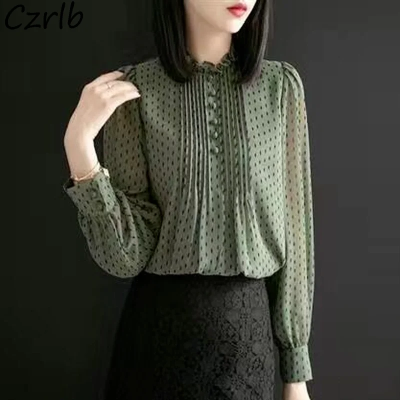 Retro blúzka Ženy HORKÝ PREDAJ voľný elegantné dámske vrcholy Trendy harajuku all-match jednoduché vintage elegantné ins Soft nového kórejského štýlu