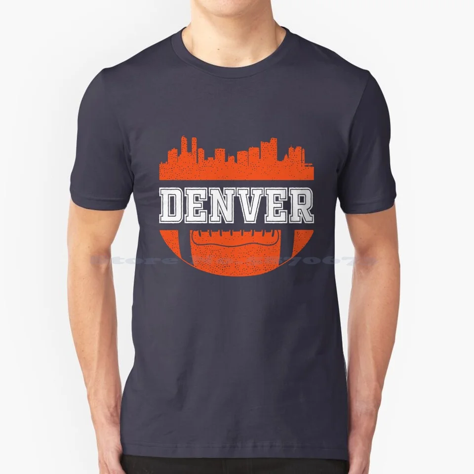 Retro broncos futbalový fanúšik Vintage Denver Skyline T košeľa 100% bavlnená tričko Denver futbal broncos futbal futbal Denver Skyline