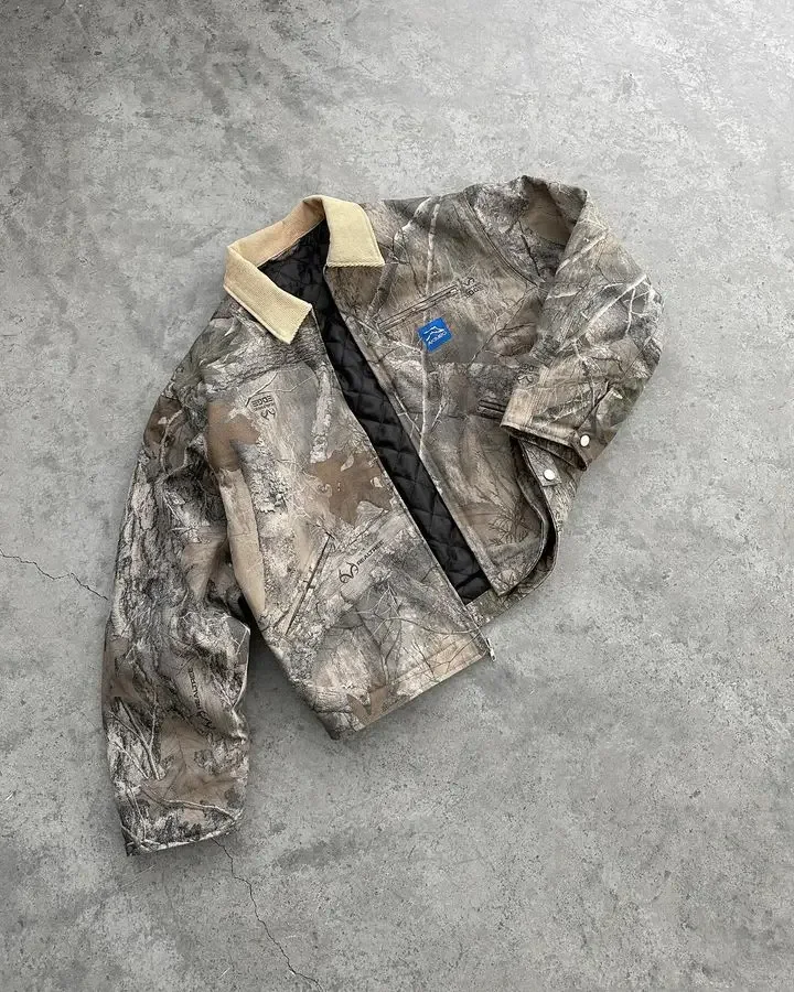 Retro camo bundy y2k pánske dámske harajuku módne hip hop taktické kamuflážové nadrozmerné bunda v krku tlačidlá bundy kabáty