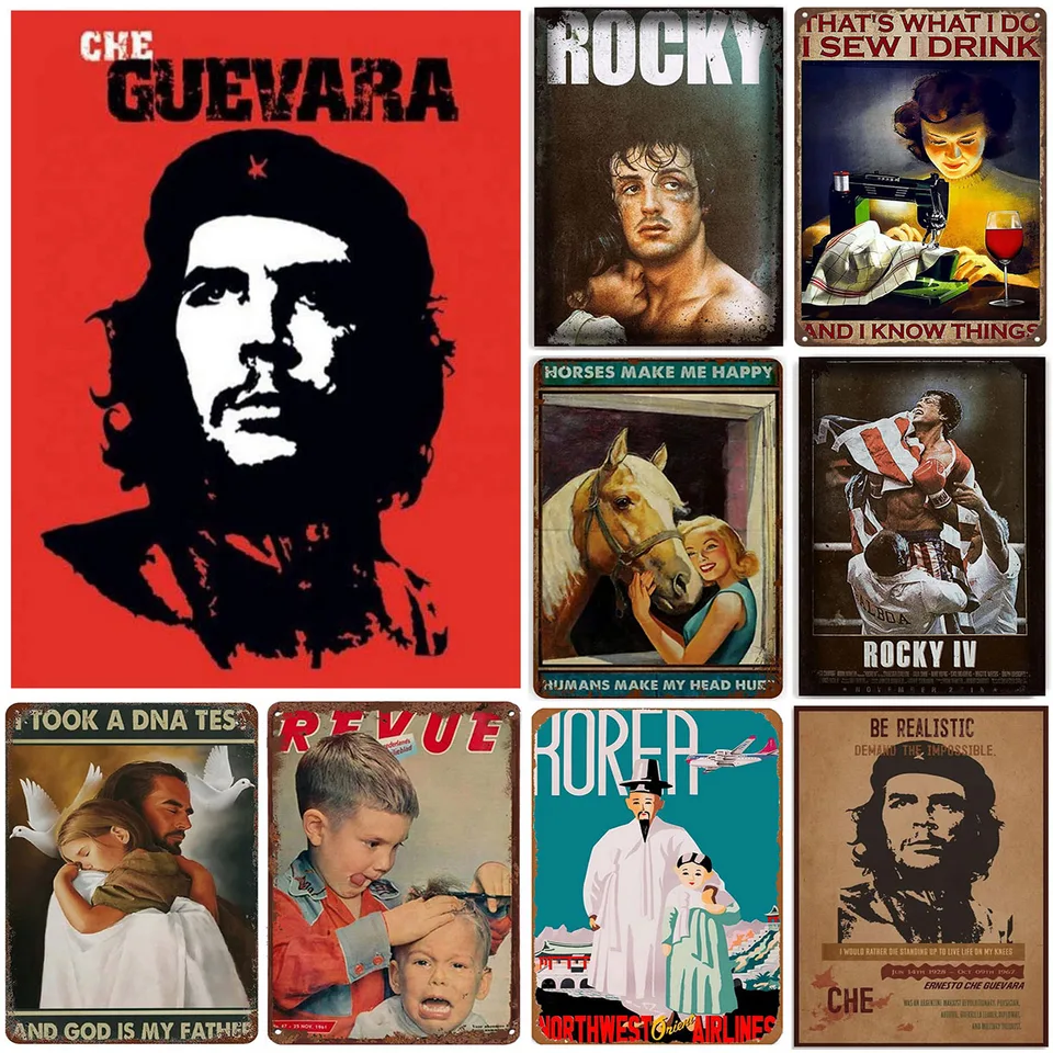Retro che guevara skalnaté kovové plechové značky Vintage plagáty pre garážovú herňu bary Muž Cave Cafe Pubs Clubs