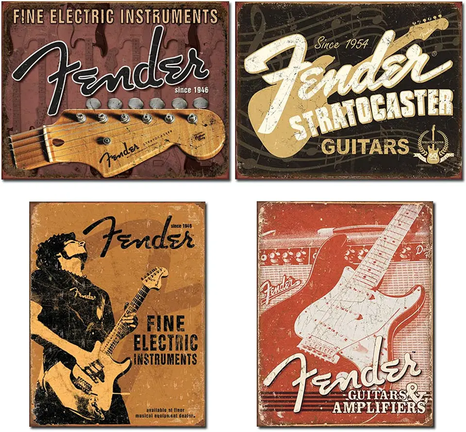 Retro cínové znamenie pre dekoráciu na stenu, Gender Stratocaster gitary, kovový plagát, bar, bistro, klub, klub, dom, 20x30 cm