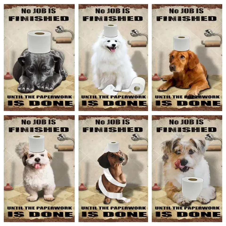 Retro cínový znak jazvečko zlatý retriever samoye labrador škrečok kúpeľňový papier