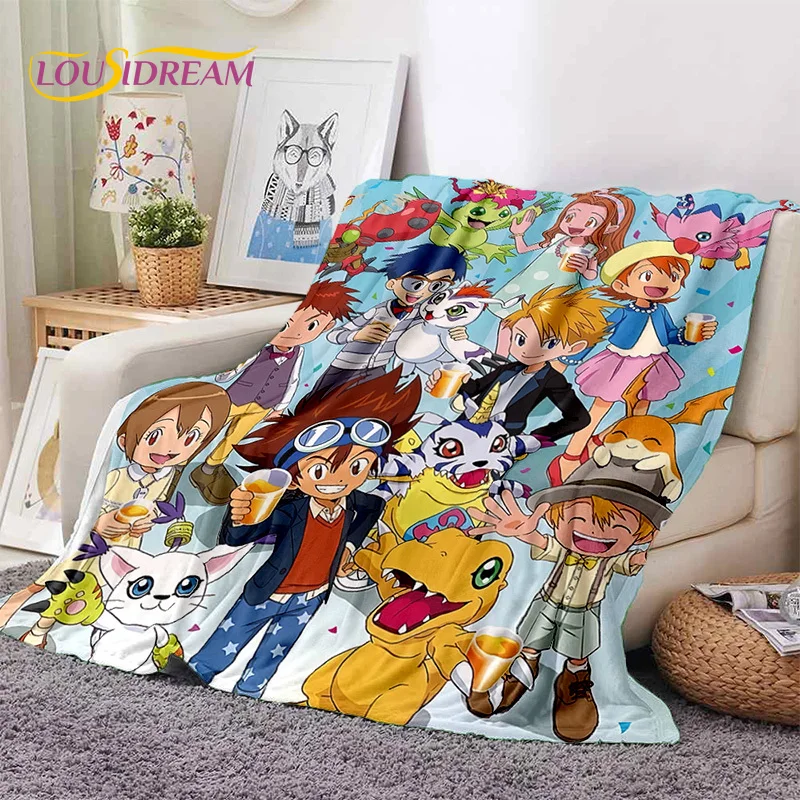 Retro Digimon Adventure Monster Cartoon Soft Flanel Prikrývka, Hotel Pohodlnú prikrývku pre piknikové postele Pohovka domáca spálňa