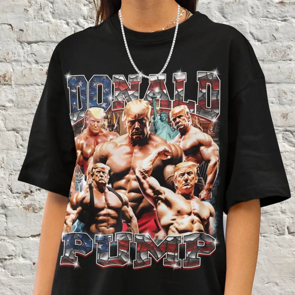 Retro Donald Pump T tričko Donald Trump America Prezident Gymn Gym Funny Tee USA Darček mu mu vintage cringy košele bootleg y2k 90s FA FA