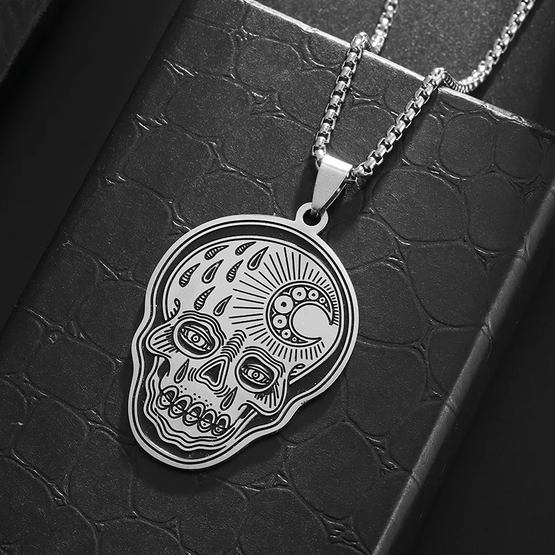 Retro európsky a americký personalizovaný Halloween lebka Pendant Náhrdelník Pánske hip-hopové rockové kocky Šperky doplnky