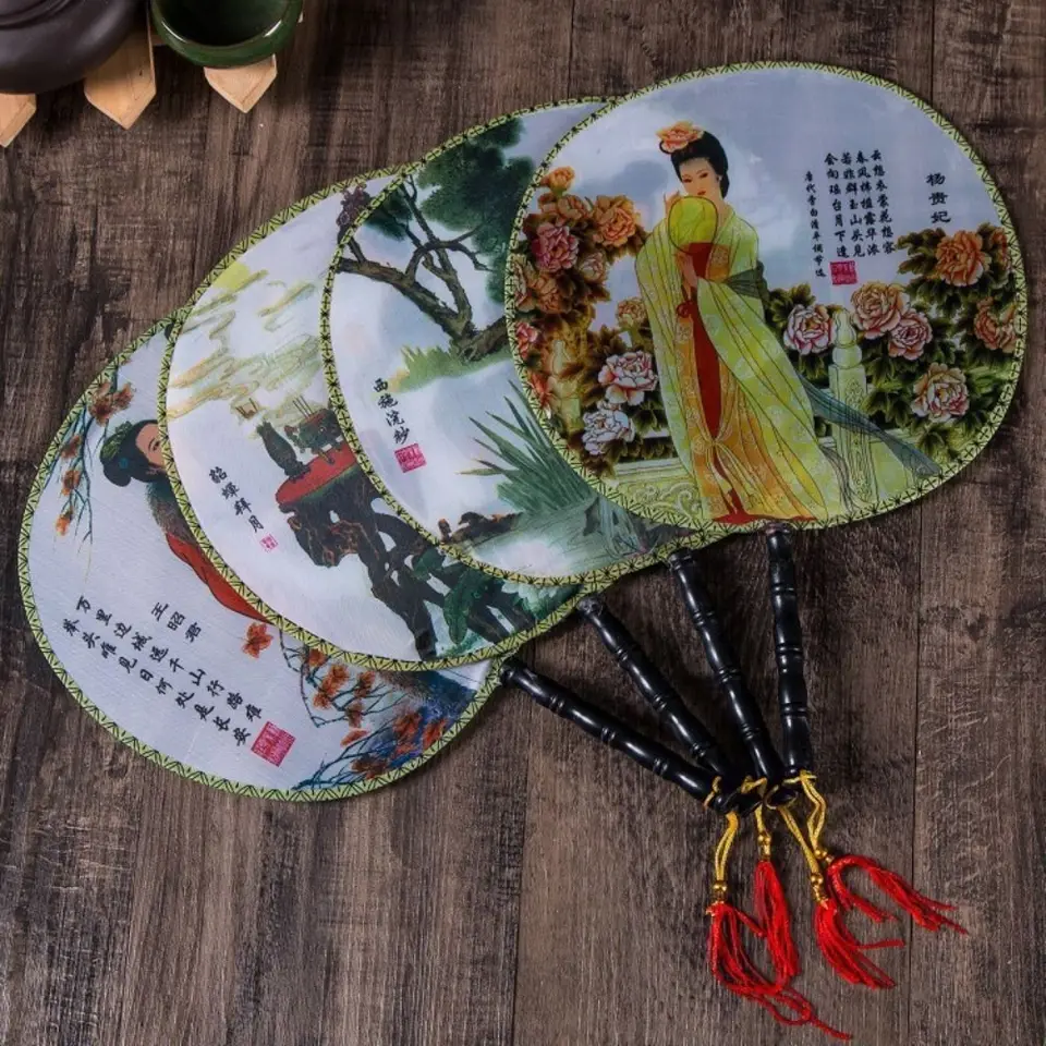 Retro farebná náhodná klasická okrúhla ručne vyrábaná ručne vyrábaná elegantná starožitná tanečná fanúšik