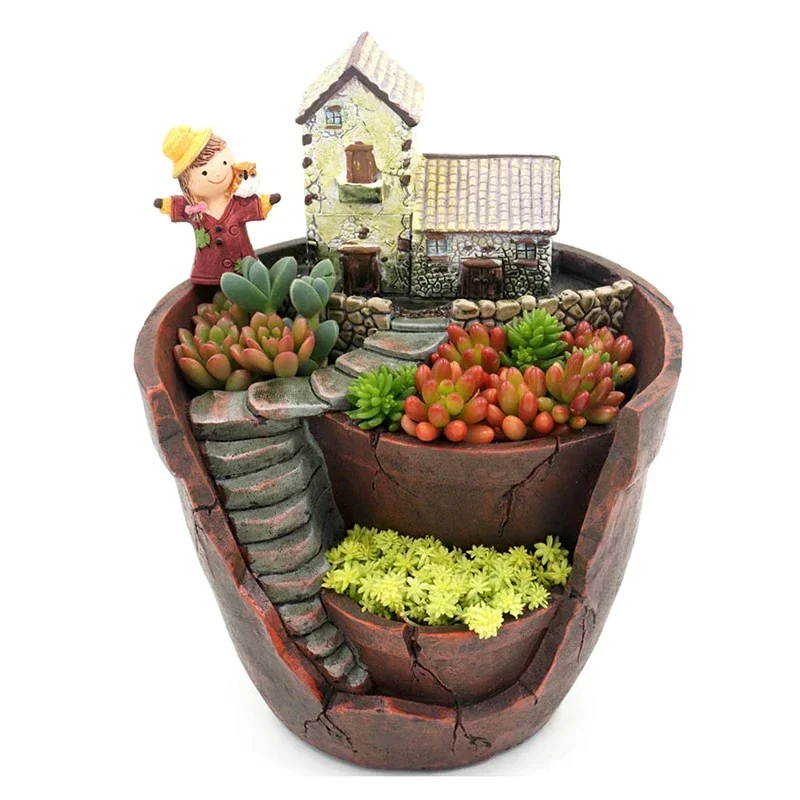 Retro farmárske kvetinové hrniec pre sukulenty Rastliny, dekoratívny kvetináč mini bonsai kvetinová rozprávková záhrada Domáca stolná plocha dekorácia