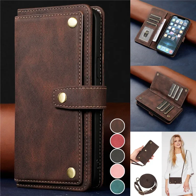 Retro flip kožené puzdro pre iPhone 16 Pro Max 15 plus 14 13 12 11 xs x xr 8 7 SE 2022 peňaženka Multi karty Cover Coque Coque