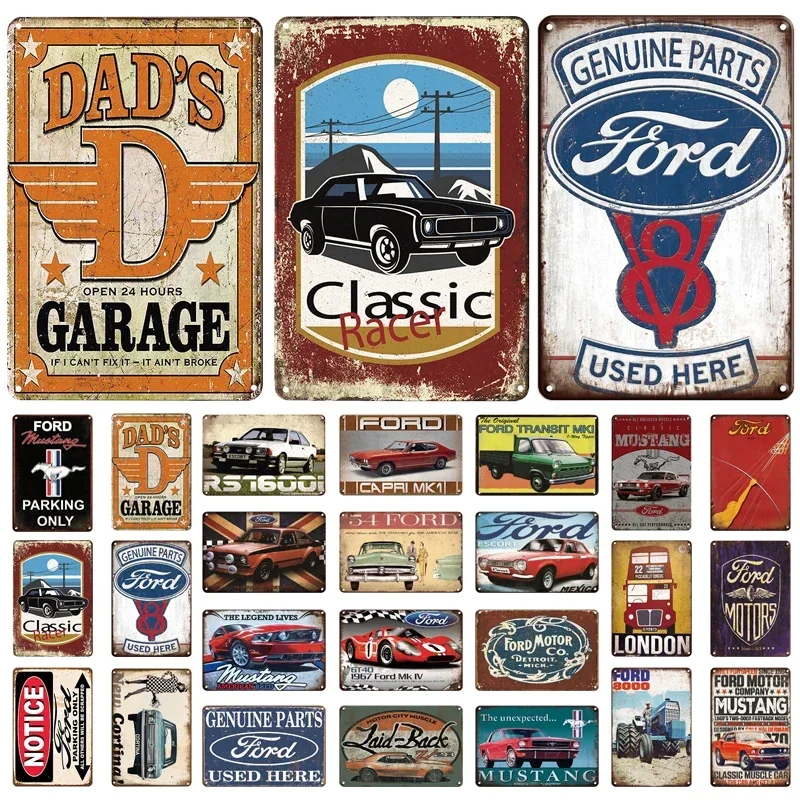 Retro garážové cvové znaky Ford kovové znamienko vinobranie kovový plaque kovový tanier pre krčmu stenu garáž pre garáž domácu dielňu stena dekorácie