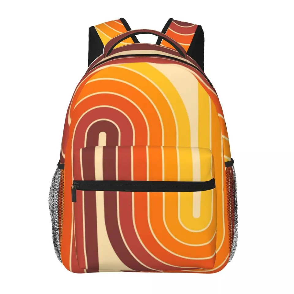 Retro geometrický dvojitý oblúk dizajn 522 batohy Teenager Bookbag Študenti Školská taška cestovná taška
