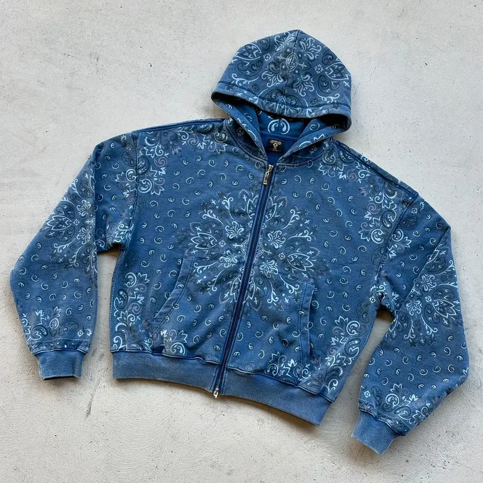 Retro harajuku štýl Cashew Casew Flower Hoodie Street Wear Pure Cotton Casual Sportswear Y2K dlhý rukáv na ulici