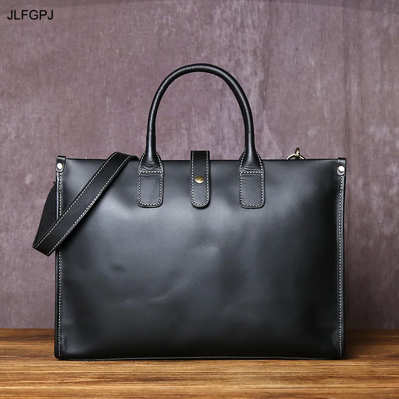 Retro horizontálne pánske koňské kože kože kožené kabelky hlavičky hlavy Cowhide Business Fashion Crossbody Computer Bag
