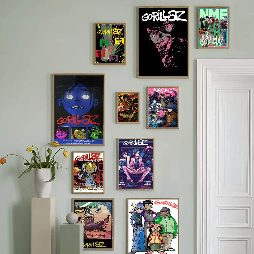 Retro hudba gorillaz film lepivé plagáty biele papiere nálepka pre domácich majstrov