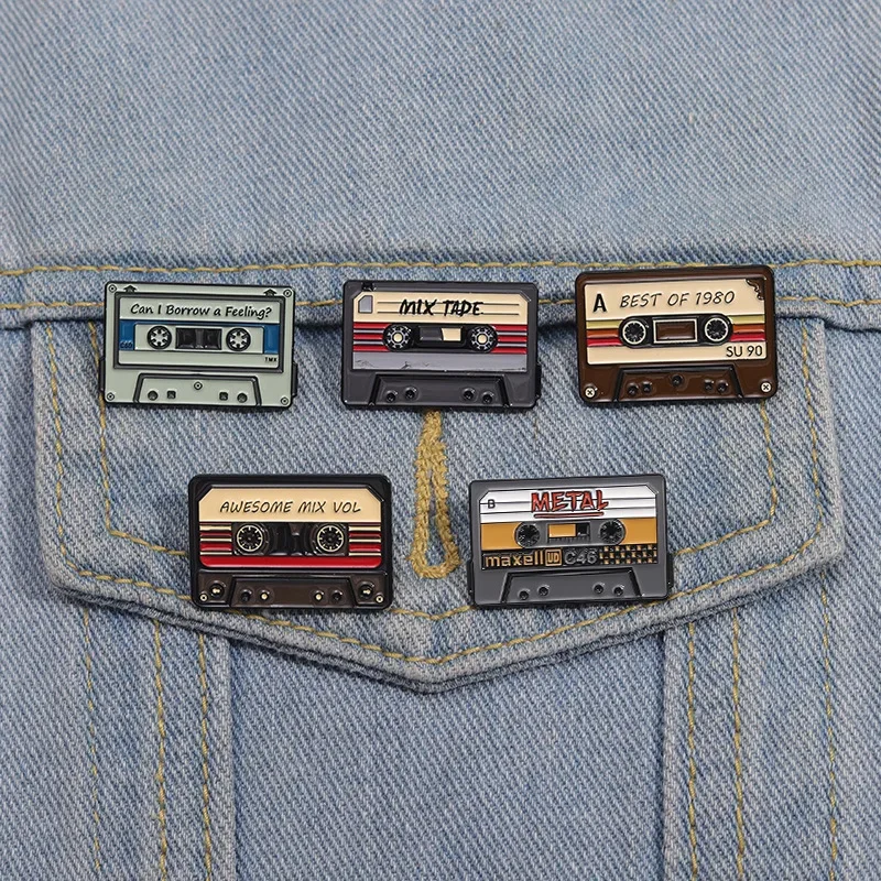 Retro hudobné kazety z 80. rokov 90. rokov Smalt Pins Radio kazeta pásky Brožé klopne odznaky batoh punk šperky darčeky veľkoobchodné