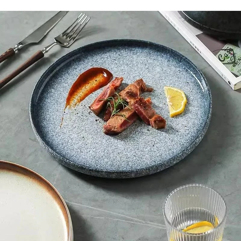Retro keramický steak tanier reštaurácia plochý dezert
