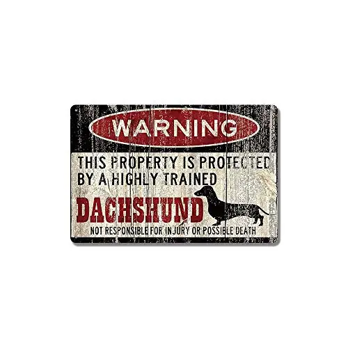 Retro kovová plechová značka -Funny Sign Sign -Vintage Decor for Home Bar Cafe Garage Decor Decor Signs 12x8 palca (značka pre psov jazvečiek)