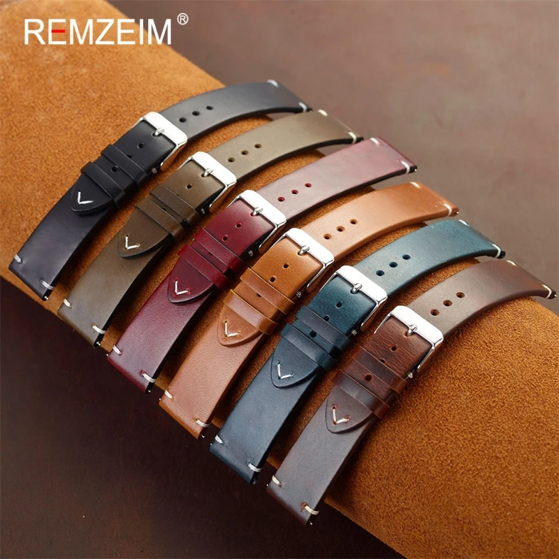 Retro kožené náramky na zápästie Rýchle uvoľnenie Smartwatch Pľutky 18/20/20/21/22/22 mm Strážny pás pre mužov pre mužov Dámske sledujú doplnky