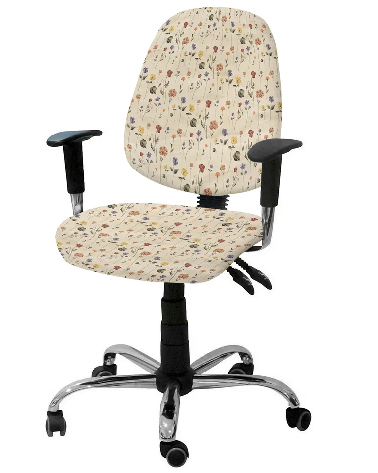 Retro kvetinové kvety Elastické kreslo počítačové kreslo kryt Stretch Stretch Restacle Office Slice Slipcover Split Sedadlá kryty