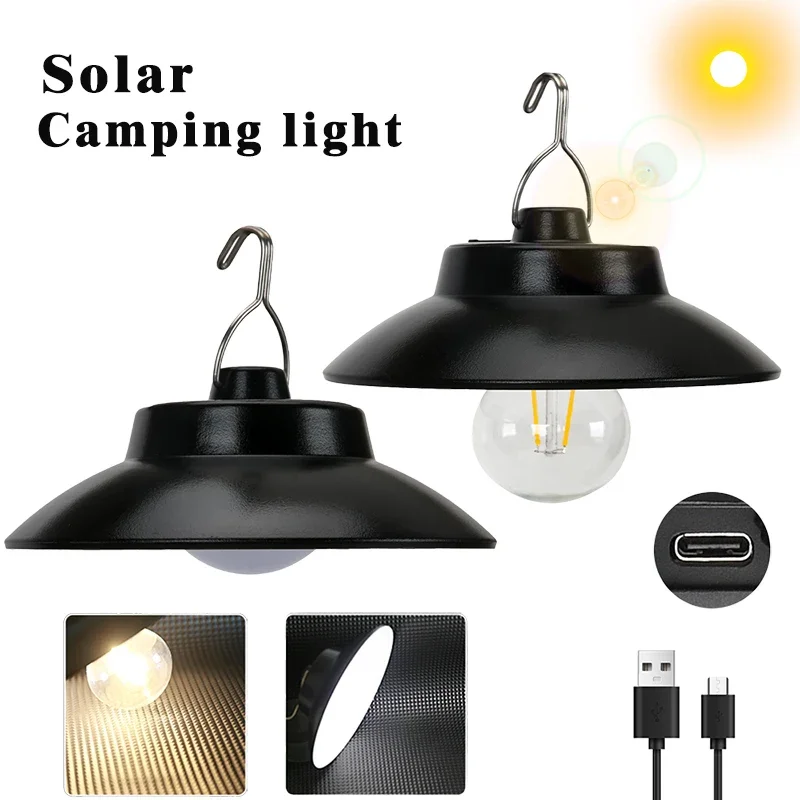 Retro LED kempingové svetlá Teplá atmosféra lampa s vstavanou batériou nabíjateľnú lampu vonkajšia prenosná baterka
