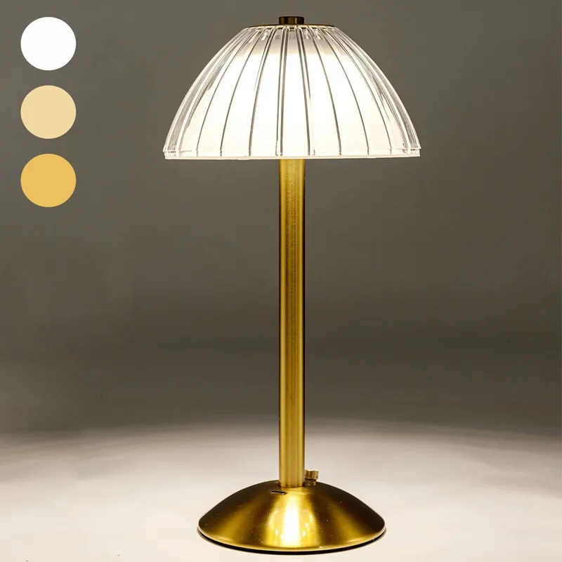 Retro LED krištáľová stolová lampa Touch Dočasná stolová lampa bezdrôtové nočné svetlo pre kávu/hotel/reštauráciu/spálňa