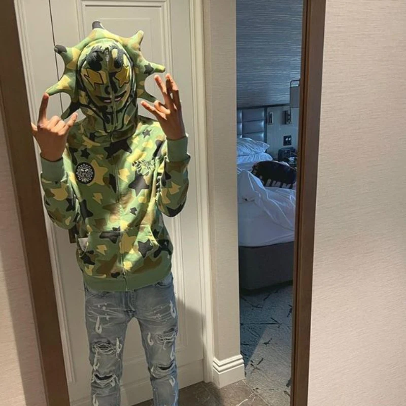 Retro lenivý mikina pre ženy voľný zábavný viac uhlovi plnú zipsovú mikinu y2k Men Cascursir Monesirt bunda harajuku americký milenec harajuku