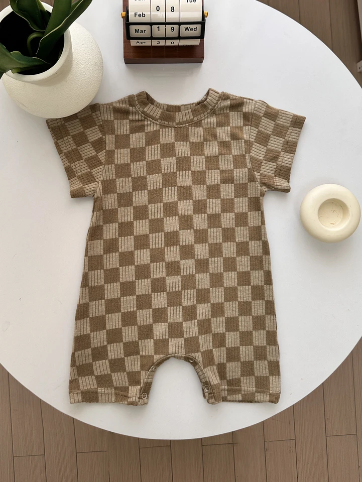 Retro letné batoľa Bodysuit s krátkym rukávom Krsplecksuit neutrálne detské štiepky oblečenie