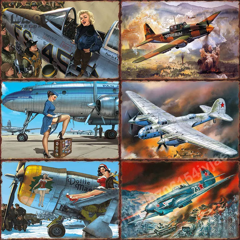 Retro lietadlo kovové značkové značky dosky na stenu plechové značky Vintage plagáty obývacia izba dom umenie nástenné dekorácie maľby