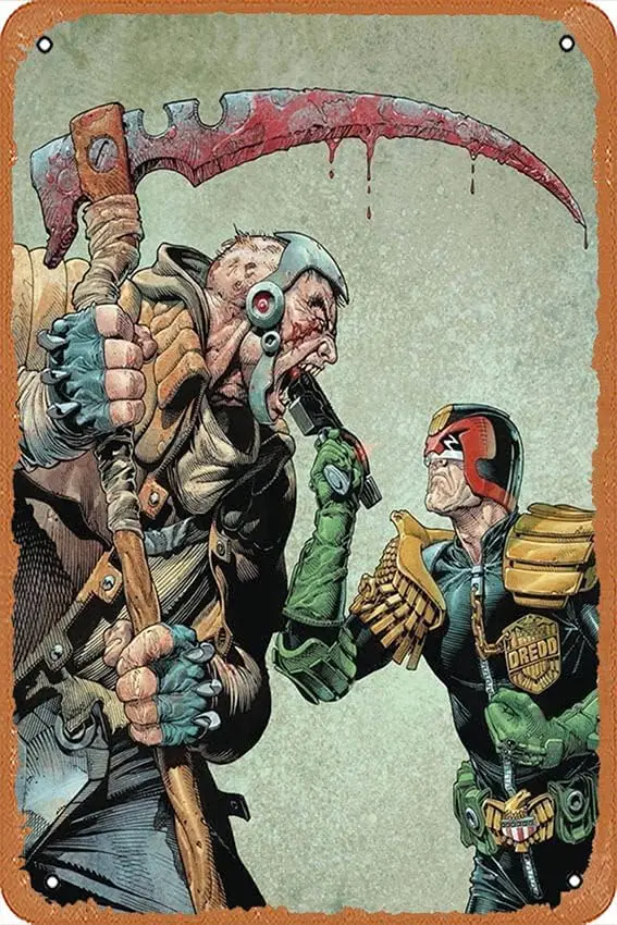Retro metalové znaky filmu Plagát sudca Dredd Megazine #432 (C: 0-1-2) Retro kovové plechové znaky filmový plagát 8x12 palca