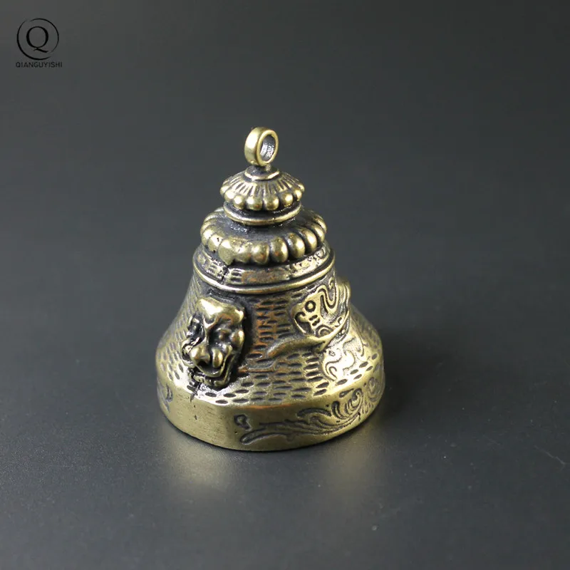 Retro mosadzný lev tvár Bell Čínsky klasický veterný zvonkohradý prívesok pre keychain kovové sviežej dvere