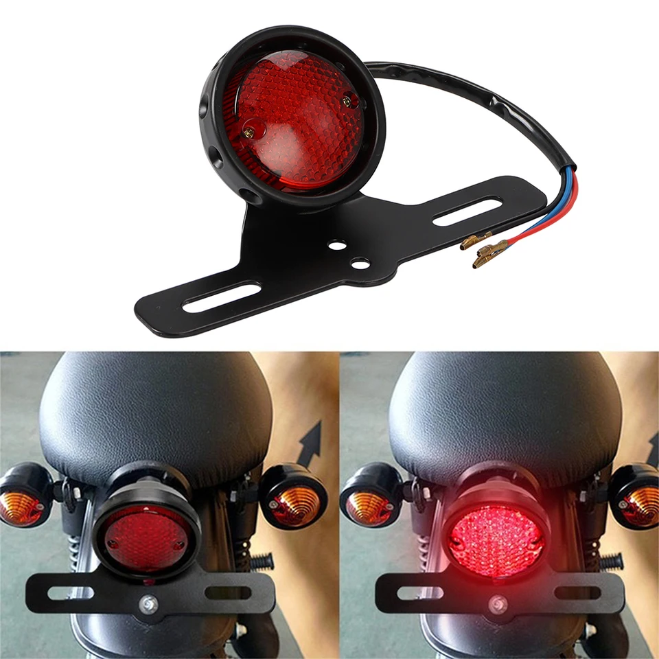 Retro motocykel Červené zadné chvostové brzdové svetlo Running Lamp W/ Špicata držiaka pre Harley 883 Honda Suzuki Chopper Bobber KTM