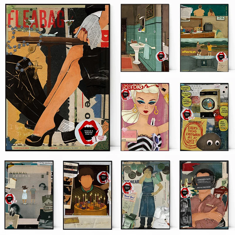 Retro noviny film Fleabag Call Me By Your Meny Plagát plátno tlač Domov obývacia izba nástenná umelecká dekorácia závesný maľba