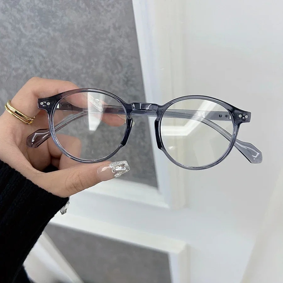 Retro okrúhle okuliare Ženy Men Značka kruhové vintage okuliare Rám Mužské číre šošovky Zrkadlo vonkajšie priehľadné šošovky Gafas