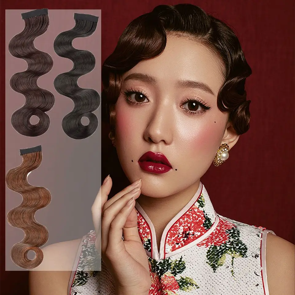 Retro parochňa rany cheongsam kučeravé rany shanghai nočný štýl matný hodvábový zvlnený tresk na vlasy